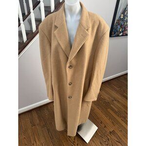 Jos A Bank Vintage Mens 100% Cashmere Peacoat Over Coat Camel Brown Size 42